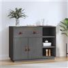 Vidaxl Credenza Grigia 98,5x40x75 cm in Legno Massello di Pino