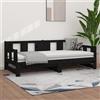 Vidaxl Dormeuse Estraibile Nera in Legno Massello di Pino 2x(80x200)cm