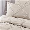 Serene Copripiumino Natural Diamond Pintuck - Matrimoniale (200 x 200 cm) - Microfibra morbida al tatto - Biancheria da letto di lusso con pieghe a pieghe - Copripiumino classico in crema naturale