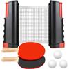 Persiiious Set di Racchette da Ping Pong, Racchette da Ping Pong, Set da Ping Pong, con 2 Racchette+3 Palline+1 Rete Retrattile da Ping Pong+1 Borsa Portatile, per Ideale per Gioco Indoor e Outdoor