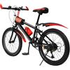 TiryyDrela Bicicletta MTB 20 Pollici Rosso, Mountain Bike Acciaio al Carbonio Telaio Rigido Junior, Freni Morsetti Anteriore Posteriore Sella Confortevole, Altezza Regolabile Bicicletta Esterna, Sport Ragazzo