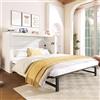 NovaFurnish Letto per armadio, 140 x 200 cm, con un cassetto, letto mobile con vano portaoggetti sul letto, con porte USB e di tipo C, letto a piattaforma trasformabile, senza materasso, lino (beige)