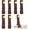 PH PandaHall 6pz Porta Aste per Tende in Pelle Autentica Marrone Cinghie da Parete Supporto per Asta Tenda Cinghie ad Anello Montate per Tende Asciugamani Bagno