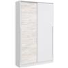 Bricozone Armadio Guardaroba 2 Ante Scorrevoli Salvaspazio Barra Appendiabiti E 4 Ripiani Design Scandinavo Camera Da Letto Cameretta 200x120x50 Cm (Bianco e Rovere)