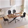 GrandCA HOME Set Tavolo e Sedie da Pranzo da 5 Pezzi, Tavolo Quadrato da 140 cm, 4 Sedia Imbottita in Lino, Adatto per Cucine, Sale da Pranzo e Soggiorni (Legno Chiaro + Marrone)