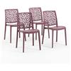 SIEDITI FUORI E DENTRO Sedie in polipropilene con fibra di vetro impilabili per interno, cucina o sala da pranzo, per esterno e giardino, sedie da bar e ristorante, design moderno - Anna (4 Sedie, Rosa malva)