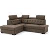 Robin Inspire Divano Angolare Modulare 4 Posti - Divano Letto a L Sinistro - Contenitore, 5 Poggiatesta Regolabili - per Soggiorno Moderno - 240 cm Paris Marrone