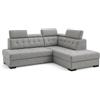 Robin Inspire Divano Angolare Modulare 4 Posti - Divano Letto a L Destro - Contenitore, 5 Poggiatesta Regolabili - per Soggiorno Moderno - 240 cm Paris Grigio