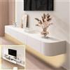 XDXINY - Mobile TV e mensola flottante in legno massello con porta - Console multimediale - Mobile con ampio spazio di archiviazione - Bianco + LED, 180 x 30 x 20 cm