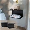 [en.casa] Set di 2 Mensole in Metallo Consolle da Parete con 2 Ripiani Comodini Sospesi a Forma di C in Stile Industriale 40x23x23cm Nero