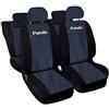 Lupex Shop Copri-sedili Auto Compatibili Panda Seconda Serie (mod.169) Versione 50e50 | Jeans Blu Nero | Set Copri-Sedile Anteriori e Posteriori | Logo Ricamato | Airbag Compatibile | Accessori Auto