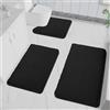 LUOJINYI Tappetino da bagno antiscivolo, morbido e assorbente, Shaggy a pelo lungo, in microfibra, lavabile in lavatrice, per vasca da bagno, doccia e bagno (nero, 40x60cm e 50x80cm e 50x50 a U)