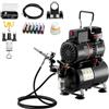 VEVOR Set Aerografo con Compressore d'Aria Serbatoio 1/6 HP, 1 Aerografo a Doppia Azione con Ugello 0,3 mm Tubo Flessibile Vernice Acrilica Ventole, Kit Aerografo per Decorazione di Pittura, Modelli