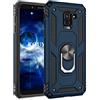 KOUYI Cover Samsung Galaxy A8 2018,Custodia 360° Girevole Regolabile Ring Armor Bumper TPU Case Magnetica Supporto Silicone Custodie per Samsung Galaxy A8 2018 (Blu)
