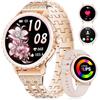 LIGE Orologio intelligente da donna telefonica, 1,27, HD rotondo elegante in acciaio inox con diamanti e argento per Android iOS, 100+ modalità sportive, frequenza cardiaca, monitor del sonno,rosa