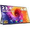 MAGICRAVEN 4K Monitor Portatile 23,8 Pollici, 3840x2160 UHD IPS Schermo Portatile PC, Portable Monitor USB C HDMI Monitor Portatile per Laptop/PC/Mac/Telefoni/Switch con Supporti, Plug e Play
