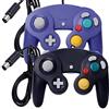 ONE250 Confezione da 2 controller classici per joypad con cavo, compatibile con Wii NGC Gamecube Game Cube (nero e viola)