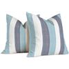 Brylleii Set di 2 Federe Cuscini Divano Righe Bianco 40 x 40 Primaverili Estate Fodere Copricuscini Blu Moderno Copricuscino Lavabile Decorativi Quadrate per Soggiorno Camera Esterni