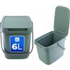 KADAX - 6 l - Pattumiera con Coperchio e Manico, in plastica, per la Raccolta dei rifiuti, Rettangolare, con Coperchio Ribaltabile - Verde