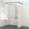 Mirooyu Barra per tenda doccia a forma di U, asta angolare con 12 anelli per tende e supporto a soffitto per vasca/bagno, montaggio a parete richiesto [Entrambi i lati: 60 cm - 132 cm, Centro: 78 cm - 118 cm