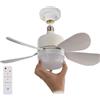XZHDNLY Ventilatore da soffitto con luce LED, attacco E27, 3 velocità e telecomando (Bianco)