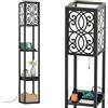 COSTWAY Lampada a Stelo con Ripiani e Cassetto, Lampada a Piantana Moderna con 2 Porte USB, Lampada da Terra per Salone e Camera da Letto, 26 x 26 x 160,5 cm (Modello 2)