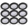 Oktaplex lighting Sedan Set di 9 faretti a incasso a LED - con modulo LED da 4,8 W 3000K 230V 380lm bianco caldo 110° - Spot nero, misura del foro 60-70 mm