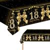 UOZEGAO 274x137cm Tovaglia per Festa di Compleanno 18 Anni, Decorazioni Compleanno 18 Anni Nero Oro, Tovaglia Happy 18th Birthday, per Festa di Compleann per Ragazze e Ragazzi
