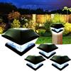 XVZ Lampada solare cappello palo legno, 4pcs luci solari per esterni, impermeabili, luci solari a LED, decorazione da giardino per giardino, terrazza, recinzione, pali in legno - Nero