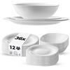 KADAX Set di stoviglie per 12 persone, 36 pezzi, servizio da tavola con piatto fondo, piatto da dessert e piatti piani, stoviglie, set di piatti (bianco)