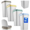KADAX Pattumiera Da Raccolta Differenziata, Set Da 4 Pezzi, Cestino In Plastica Da 25 Litri, Con Coperchio Basculante, Colori Grigio/Marrone Chiaro, Verde, Giallo, Blu