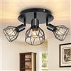 Dehobo Faretti da Soffitto con 3 Faretti Orientabili, Lampada da Soffitto Led Moderno Industriale in Metallo Nero, Luci da Soffitto per Soggiorno Corridoio, Lampadine E14 non Incluse Max. 40W