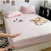 Stfery Set Di Lenzuola E Federe Per La Cameretta 220x200 Completo Lenzuola Super King Size 3 Pezzi in Cotone Lavato, Tinta Unita, Rosa Ciliegia