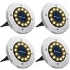 Bowfar Luci Solari da Giardino, 4 Pezzi 12 LED Lampade Solare da Terra, IP65 Impermeabili, Bianco Caldo Faretti Sepolta Solari a Led da Esterno, per Prato Vialetto Cortile Strade Paesaggio Patio