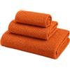Corredocasa Set 3 Asciugamani Bagno in 100% Spugna di Cotone Qualità Premium, Made in Italy - Viso, Ospite e Telo Doccia - Lavabile in Lavatrice - Hotel, B&B e Palestre - Morbidezza Professionale Arancio