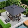 PURPLE LEAF Ombrellone da Giardino 2.7x3.65 m con LED, Palo in Alluminio con Manovella girevole a 360°, doppio tetto inclinabile UV 50+, per Piscina esterna Giardino Terrazzato, grigio