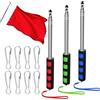 LOBVABA 3 Pezzi Asta Telescopica per Bandiere, 2m Asta Bandiera Portatile, Asta Bandiera Telescopica, Aste per Bandiere, Asta della Bandiera con 8 Clip, Asta Telescopica per Viaggi, Campeggio, Insegnanti