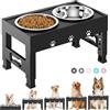 LAKIPETN Ciotole rialzate per cani con 2 ciotole per cibo per cani in acciaio inox, altezza regolabile a 5 altezze, antiscivolo, regolabile fino a 7,9 cm, 22,9 cm, 25,4 cm, 27,9 cm, 30,5 cm di