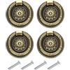 QUARKZMAN 4 Set Maniglie Vintage a Ring per Cassetti Pomelli Retrò Cassettiere con Viti Lega Zinco per Cassettiere Mobili Armadietti Bronzo (1,9 Lungo)