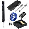 PORFOYO Set Saldatore, Set Saldatore Batteria Con Lcd E 3 Punte di Saldatura, Saldatore Batteria Usb, Temperatura Regolabile 200℃-450℃, Ricaricabile Usb Saldatore Senza Fili Per Riparazione Di Saldatura, Nero