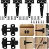 JIASI&JIESY 4 Cerniere a T Pesanti (10cm) e 2 Chiavistello Scorrevole Acciaio Inossidabile Nero, Cerniere a Nastro Resistenti, con Viti, per Cancello Giardino Porta Fienile