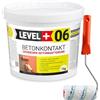 LEVEL PLUS LEVEL+ 06 Contatto in calcestruzzo, 7 kg, per intonaco adesivo, per calcestruzzo, vernice per calcestruzzo, rullo da 10 cm, con set di staffe