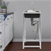 Esyogen Lavello autoportante in acciaio inox con rubinetto girevole a 360°, 1 vasca, 45 x 40 x 22 cm, lavello indipendente in acciaio inox commerciale per esterni - interno, cucina, altezza 75 cm