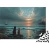 JWNDFKPVXZGL Tramonto Sul Mare Gatti Puzzle 1000 Pezzi Puzzle per Adulti Carta Famiglia Rilassante Regalo 52x38cm/1000pcs