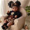 BABESIDE Bambole Reborn Nera Realistica - Bambole Reborn Femmina da 20 Pollici con Corpo in Morbido Cotone, Grazioso Vestito e Accessori, Regalo per Bambini dai 3 Anni in Su