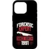 True Crime Merch for Investigative Crime Custodia per iPhone 16 Pro Esperto forense dalla nascita 1991 Compleanno a tema crimine vero