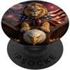 MericaLife Lion Leone su aquila calva bandiera americana occhiali USA PopSockets PopGrip Adesivo