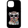 Vintage Retro Knitting Cute Lover Women Custodia per iPhone 15 Lemur - Filato quadrato per uncinetto con coda ad anello