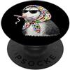 Vintage Retro Knitting Cute Lover Women Opossum Street Cat Granny - Filato quadrato per uncinetto PopSockets PopGrip Adesivo