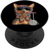 Vintage Retro Knitting Cute Lover Women Filato quadrato all'uncinetto per cani Pinscher in miniatura Minpin Granny PopSockets PopGrip Adesivo